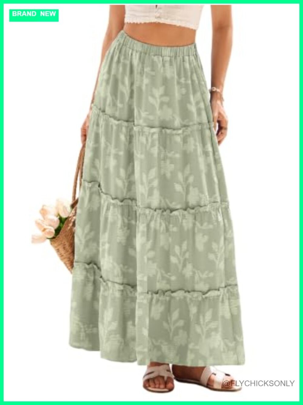 Womens Floral Maxi Skirt High Waisted A Line Tiered Flowy Long Skirt Boho
